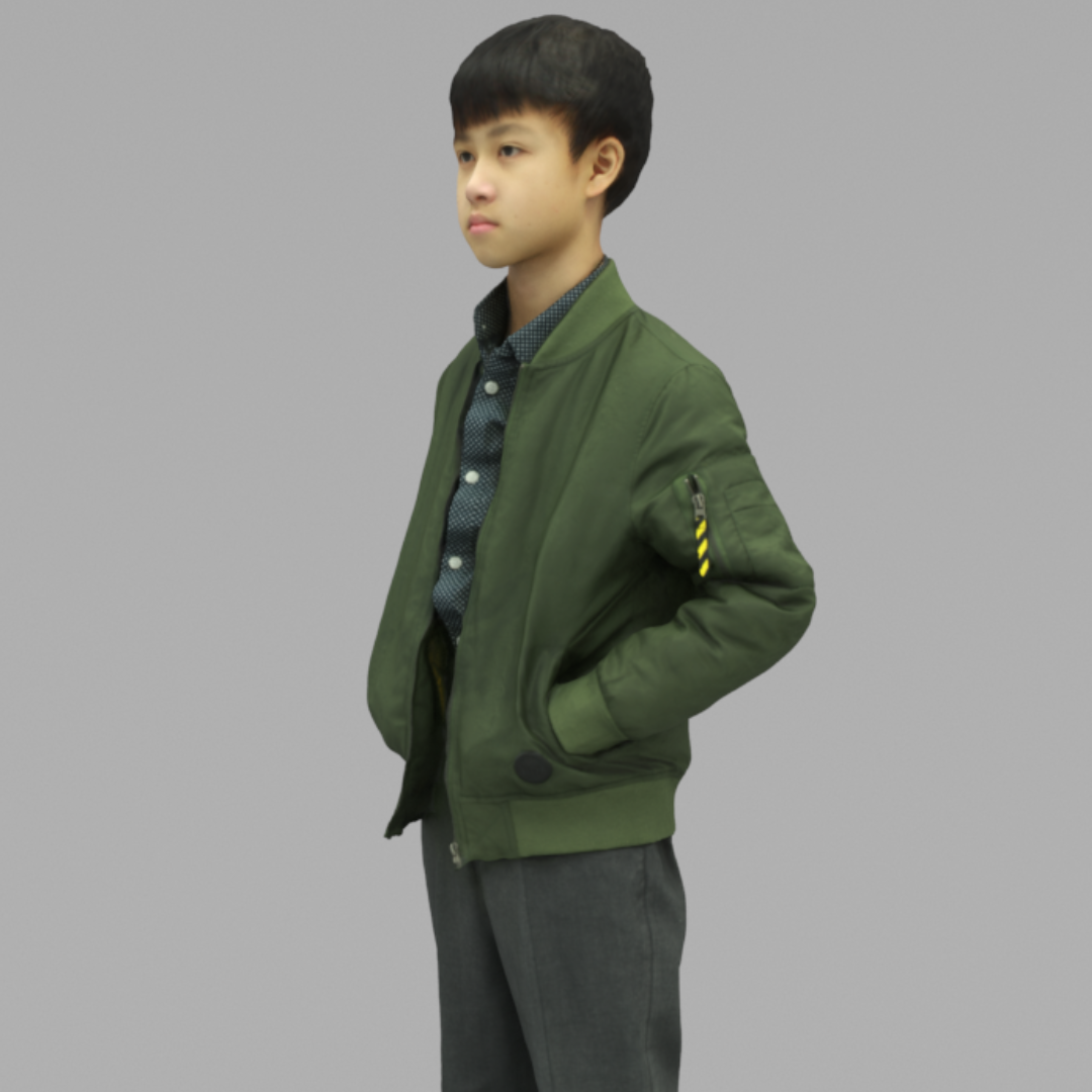 A Cool Boy Posing with Hands in Pockets In Half Body Portrait - scan3Dmall